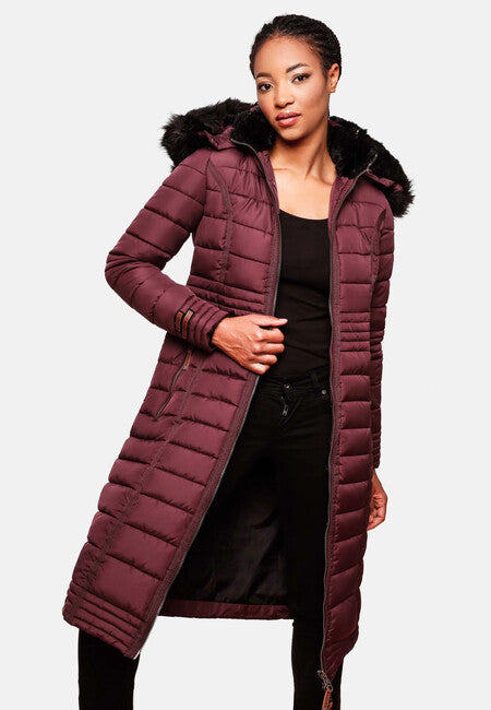 Navahoo Umay cappotto trapuntato da donna, rosso scuro