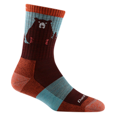 Darn Tough Bear Town Micro Crew Lightweight calze da trekking con imbottitura, Burgundy