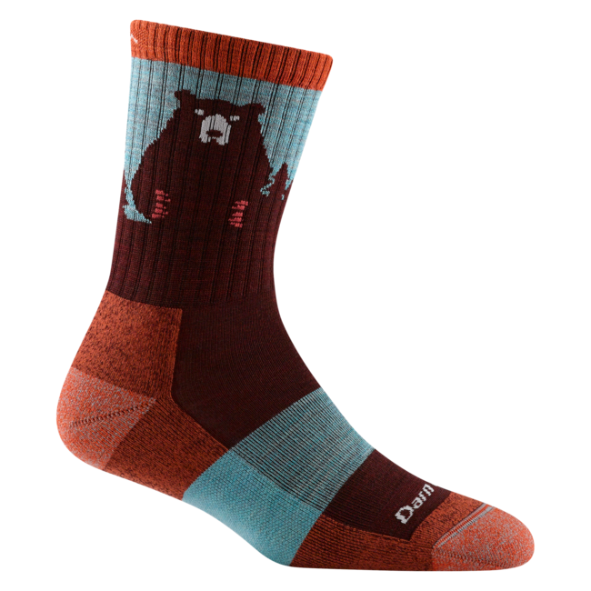 Darn Tough Bear Town Micro Crew calzini leggero con cuscino, burgundy
