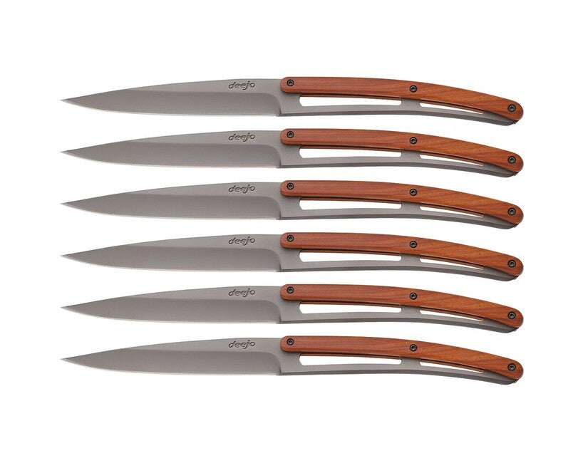 Deejo Tavolo set di 6 coltelli grigio titanio corallo