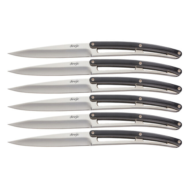 Deejo set di 6 coltelli da bistecca, lama lucida paperstone