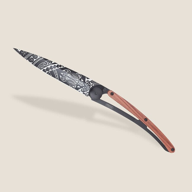 Deejo Coltello di chiusura Black tattoo coralwood polynesian