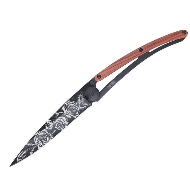 Deejo Coltello di chiusura, black tattoo coralwood roses