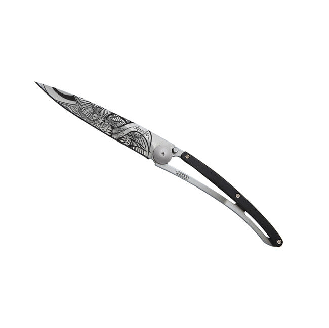 Deejo Fantasy Demon coltello di chiusura, in legno d'ebano