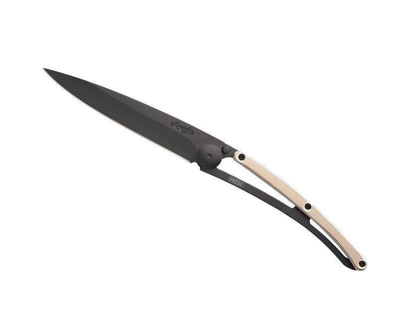 Deejo Coltello di chiusura ORO nero oro rosa 18 carati