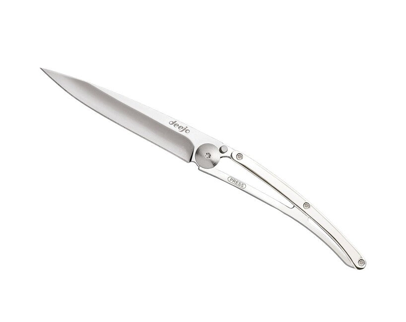 Deejo Coltello di chiusura ORO a specchio 9 carati, oro bianco
