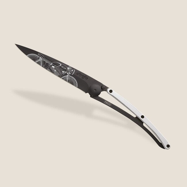 Deejo Gold Tattoo coltello Oro bianco 9kt Cafe Racer