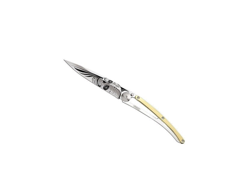 Deejo ORO coltello tatuaggio oro giallo Latino Cranio
