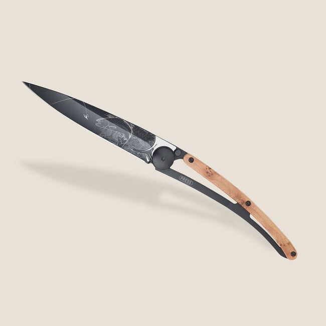 Deejo Natura coltello di chiusura, legno di ginepro nero Trota