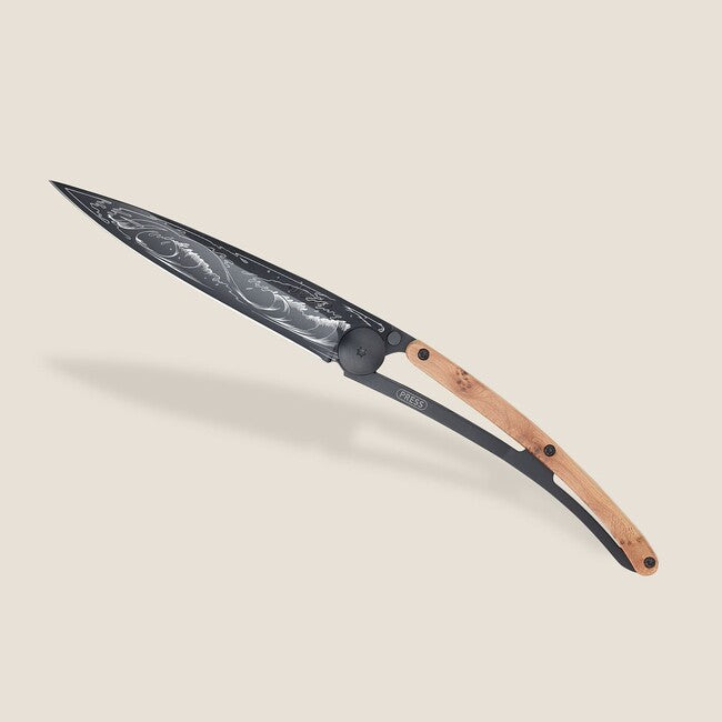 Deejo Ocean Coltello di chiusura in legno di ginepro nero Wave
