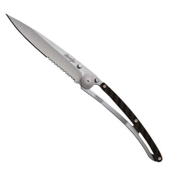 Deejo Serrazione Coltello di chiusura titanio carbonio