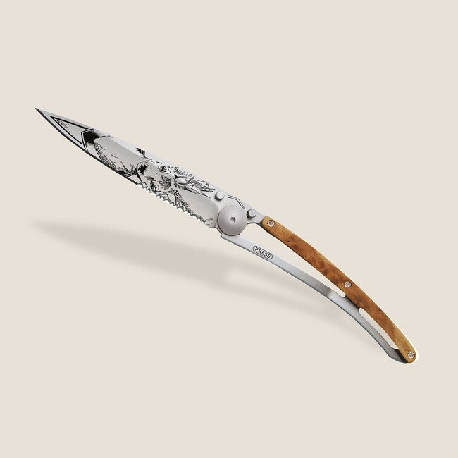 Deejo Serration titanio legno Cervo coltello di chiusura