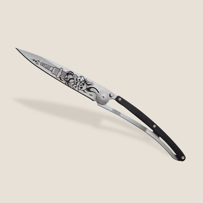 Deejo Tattoo Biker coltello da chiusura, legno d'ebano
