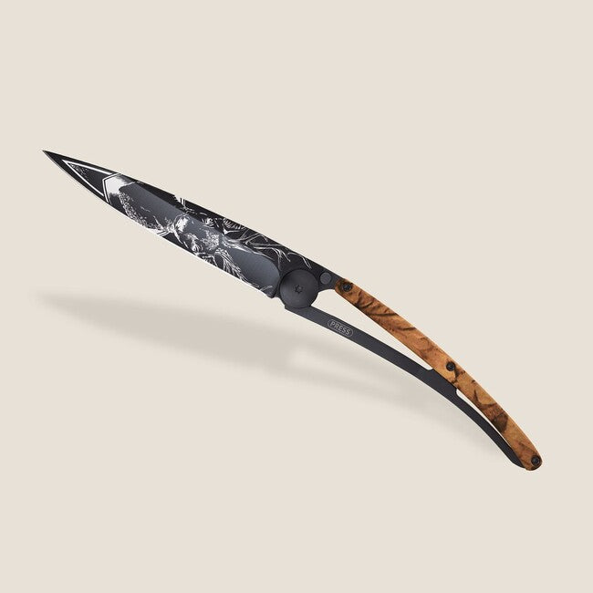 Deejo Tattoo coltello di chiusura, nero marrone mimetico Cervo