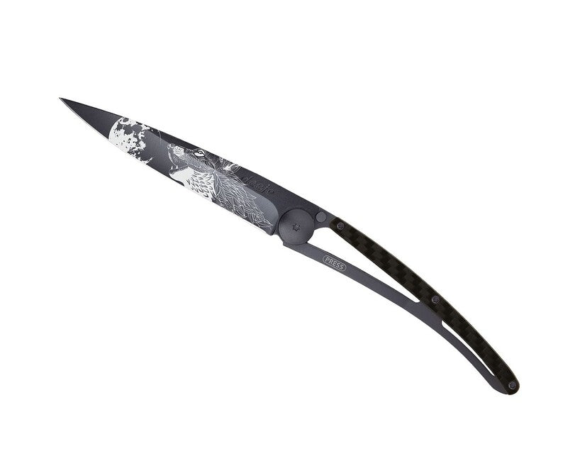 Deejo Tattoo coltello di chiusura nero carbonio Howling