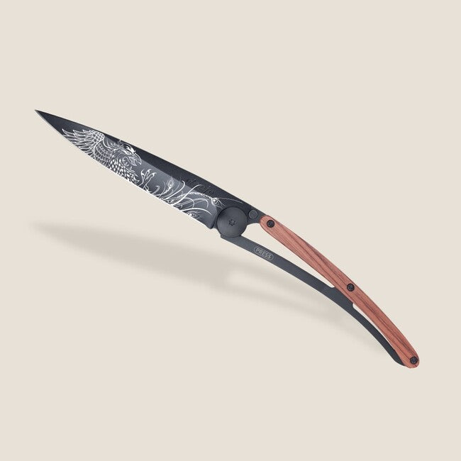 Deejo Tattoo coltello di chiusura Legno di corallo nero Phoenix