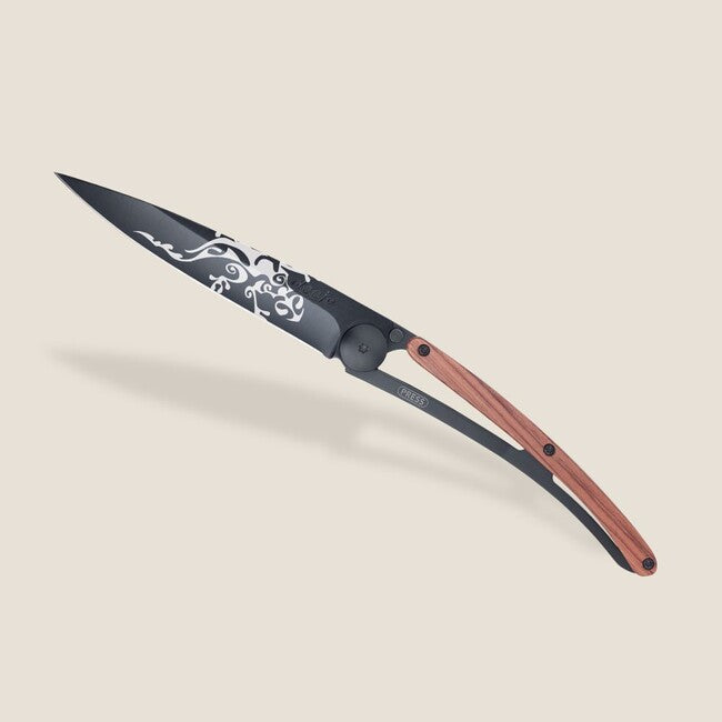 Deejo Tattoo Coltello pieghevole geco nero corallo
