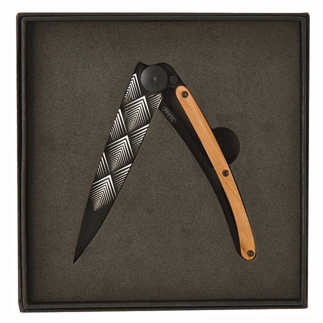 Deejo Tattoo Coltello di chiusura, nero design art deco
