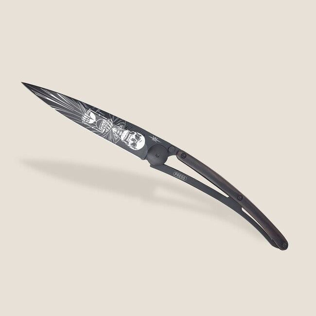 Deejo Tattoo coltello da chiusura Legno d'ebano nero Immortale