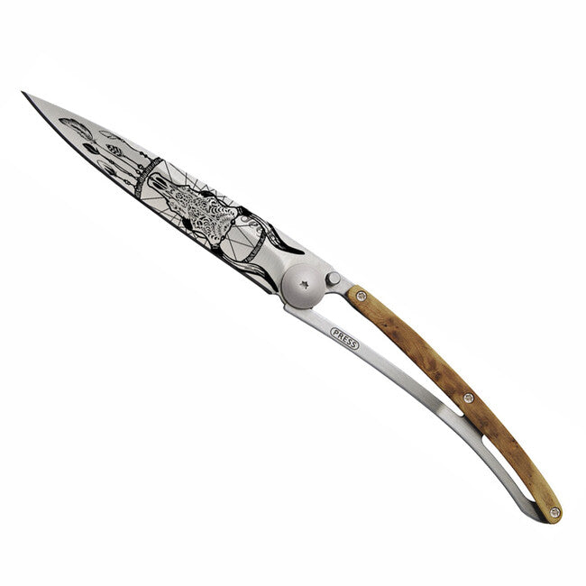 Deejo Tattoo coltello di chiusura in legno di ginepro