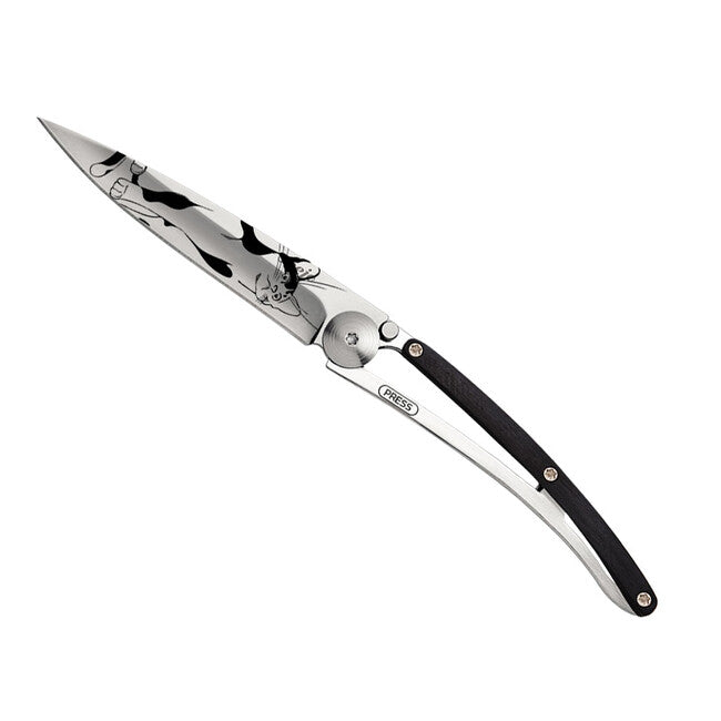 Deejo Tattoo coltello di chiusura in legno d'ebano gatto