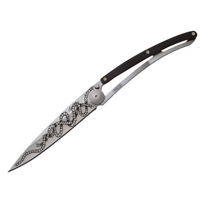 Deejo Tattoo Coltello di chiusura in legno d'ebano Corda