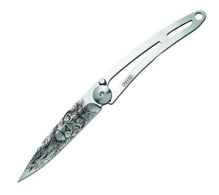 Deejo Tatuaggio Chiusura del coltello specchio nudo Leone