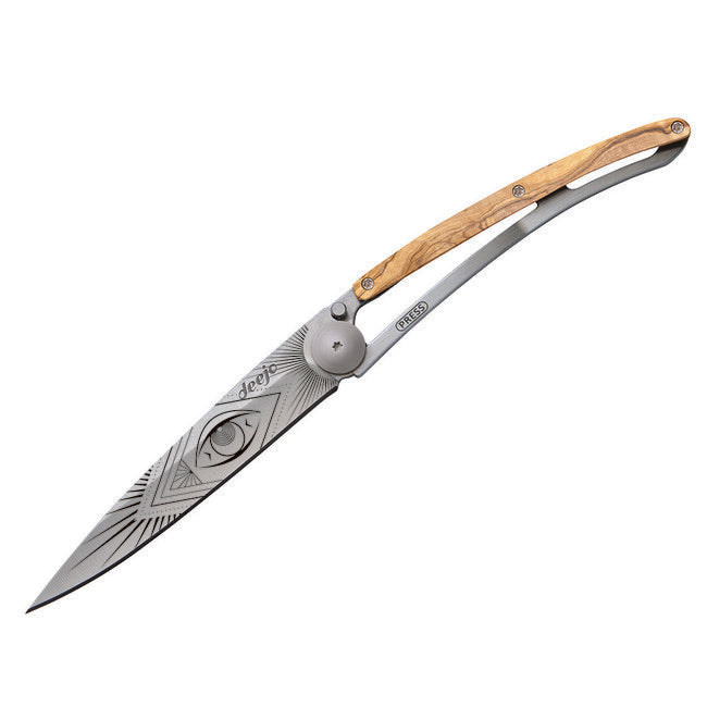 Deejo Tattoo coltello di chiusura in legno d'ulivo Vision
