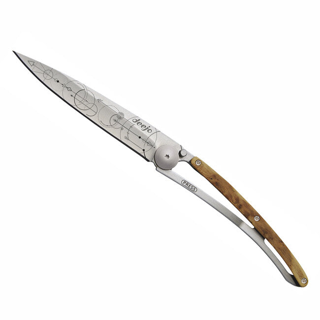 Deejo Teorema del tatuaggio coltello di chiusura in legno di ginepro