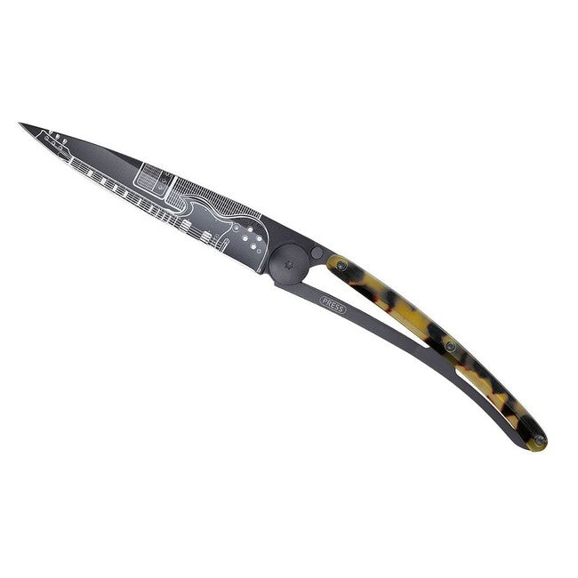 Deejo Tattoo coltello di chiusura, nero guscio di tartaruga rock´n roll