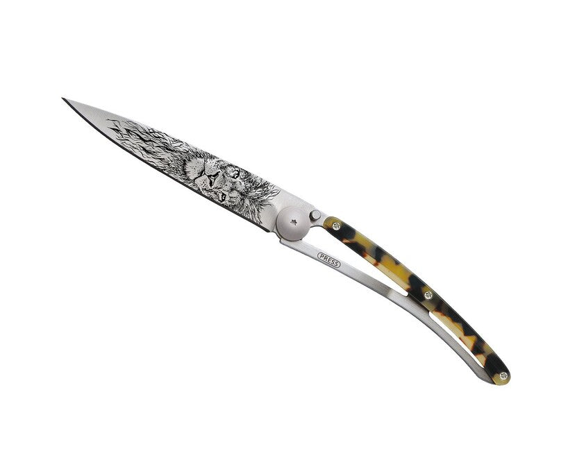 Deejo Tattoo Tartaruga coltello di chiusura, grigio titanio scuro Tartaruga Leone