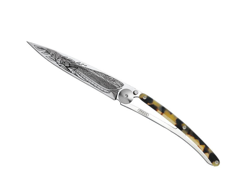 Deejo Tattoo coltello di chiusura Specchio di tartaruga Guscio di tartaruga Libellula