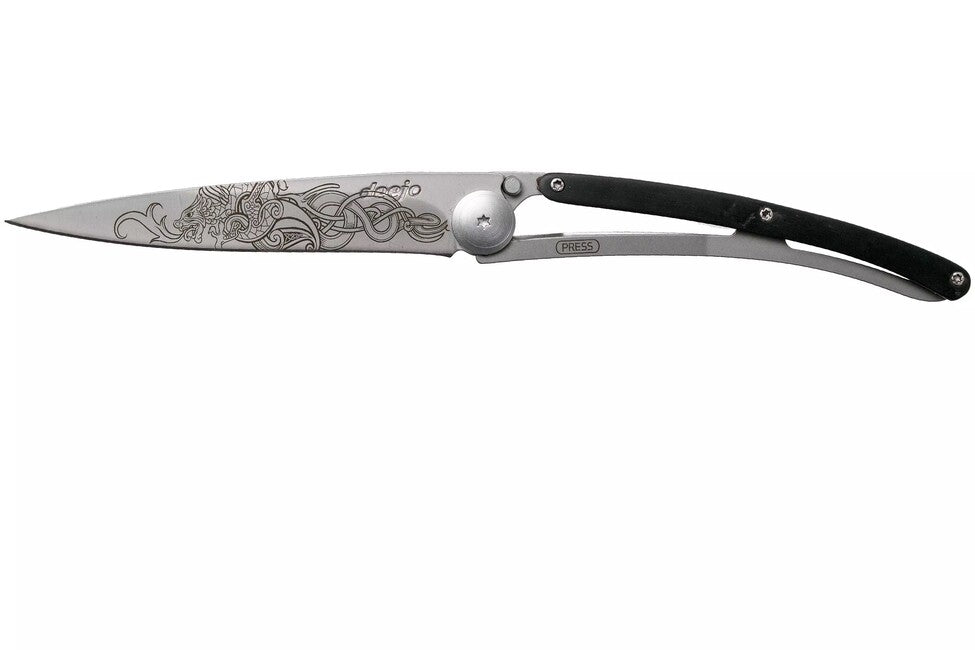 Deejo Tattoo coltello da chiusura vichingo in legno d'ebano