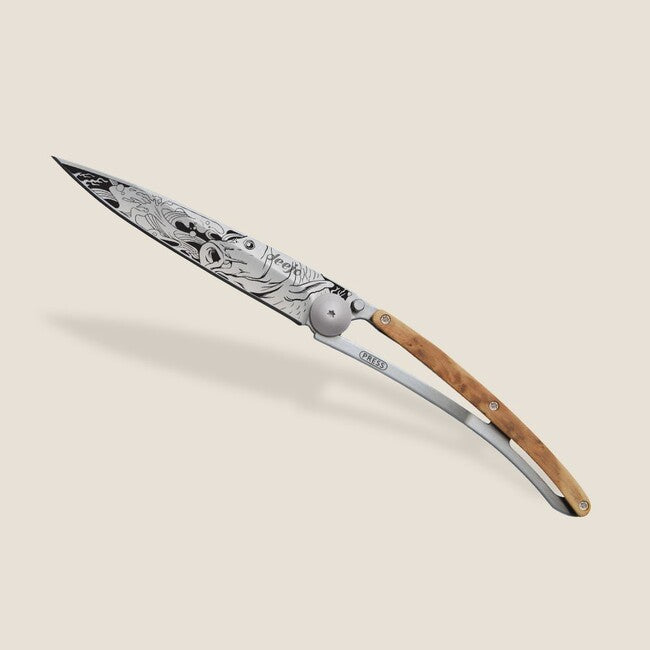 Deejo Tattoo legno coltello di chiusura Carp