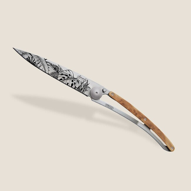 Deejo Tattoo wood Jungle coltello di chiusura