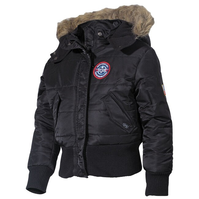 MFH American N2B giacca polare per bambini con collo di pelliccia, nera