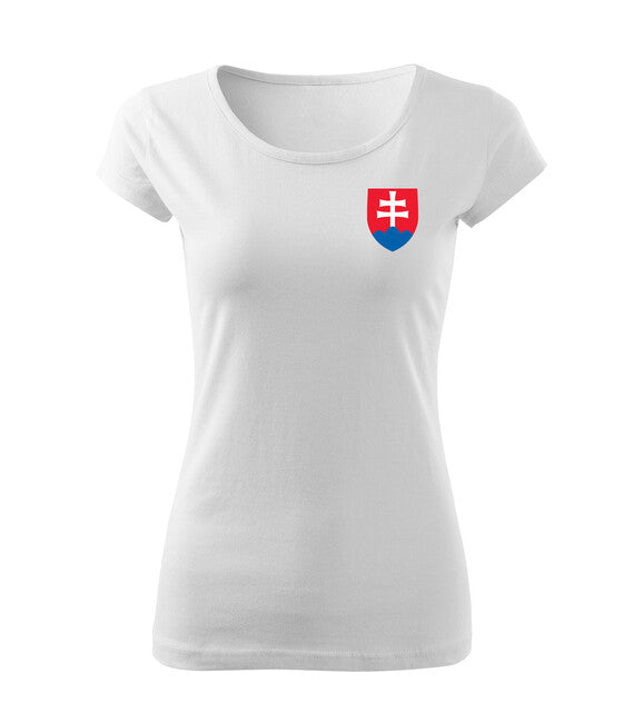 DRAGOWA T-shirt donna piccolo emblema slovacco colorato, bianco