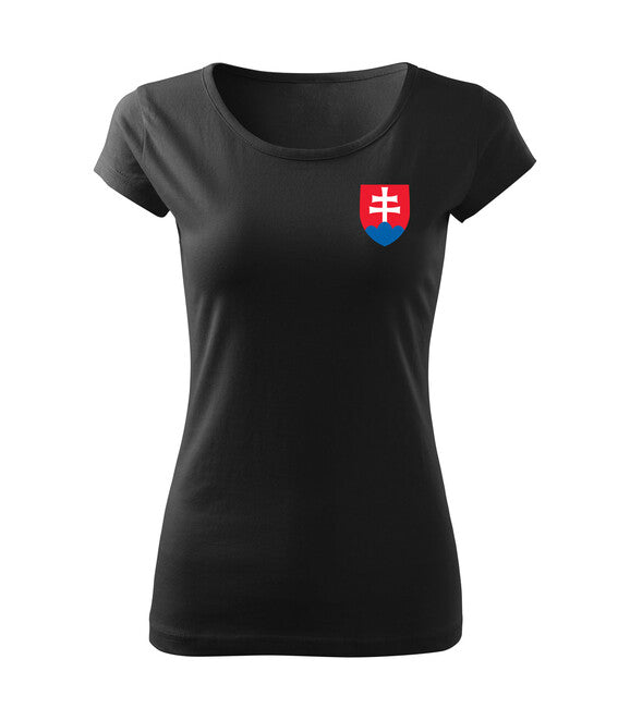 DRAGOWA donna Maglietta piccola con emblema slovacco colorato, nero