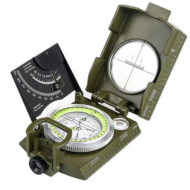 DRAGOWA Tactical Bussola impermeabile pieghevole in metallo con custodia Wally, verde
