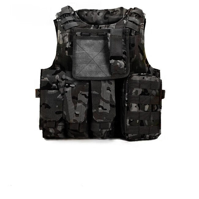 DRAGOWA Tactical Gilet militare per impieghi gravosi, nero multicam