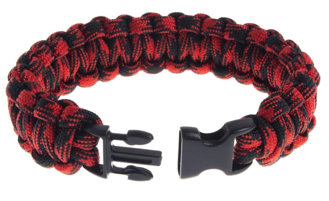 O&T braccialetto paracord, rosso-nero