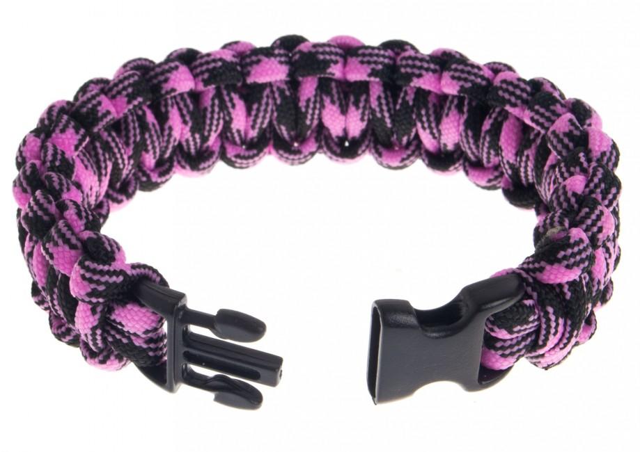O&T braccialetto paracord, rosa-nero