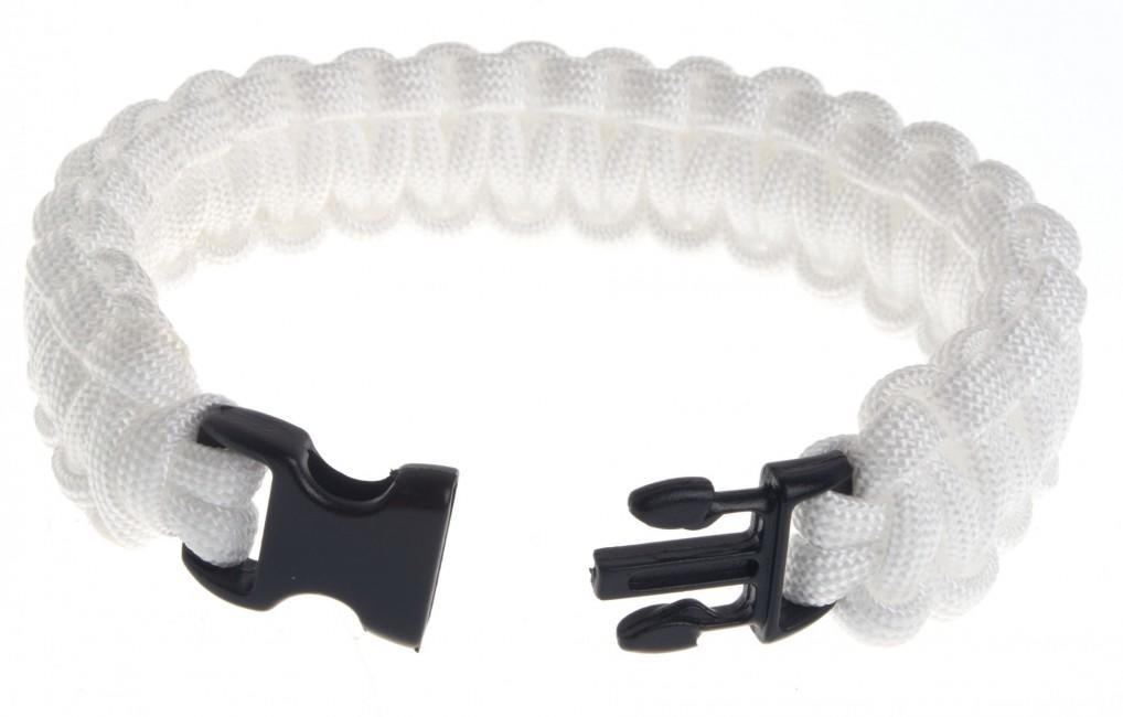 O&T braccialetto paracord, fibbia in plastica, bianco