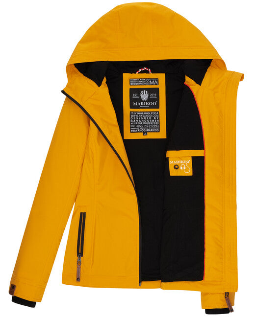 Marikoo BROMBEERE giacca transitoria da donna con cappuccio, gialla