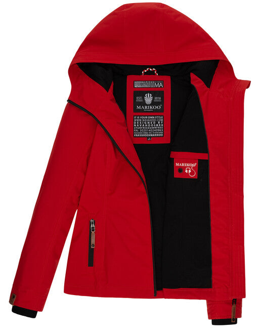 Marikoo BROMBEERE giacca transitoria da donna con cappuccio, rossa