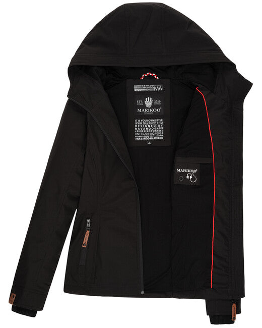 Marikoo BROMBEERE giacca transitoria da donna con cappuccio, nera
