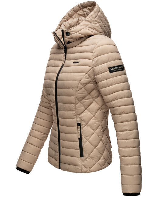 Marikoo Samtpfote giacca transitoria da donna con cappuccio, taupe