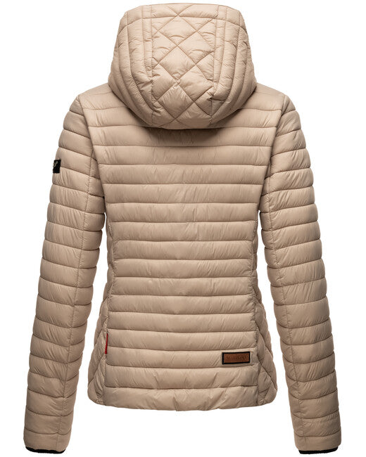 Marikoo Samtpfote giacca transitoria da donna con cappuccio, taupe