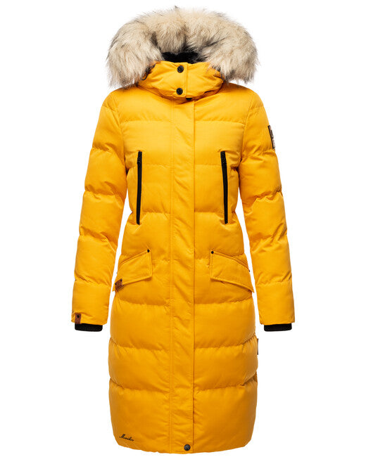 Marikoo Schneesternchen giacca invernale da donna con cappuccio , gialla