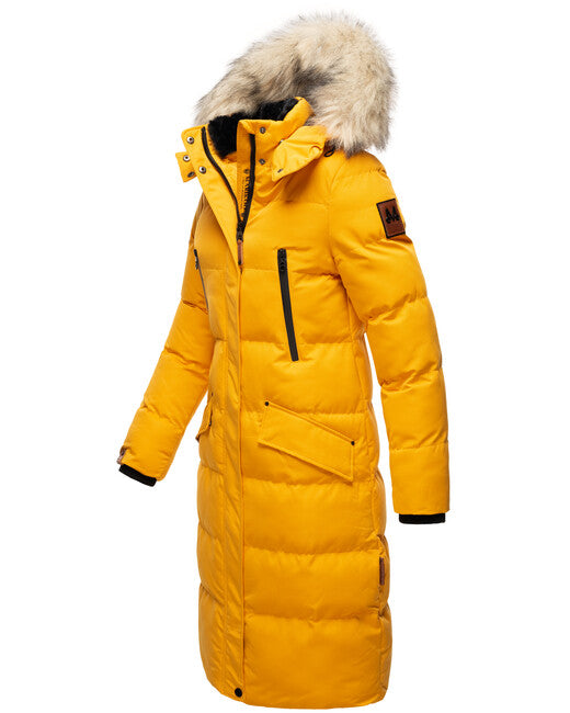 Marikoo Schneesternchen giacca invernale da donna con cappuccio , gialla